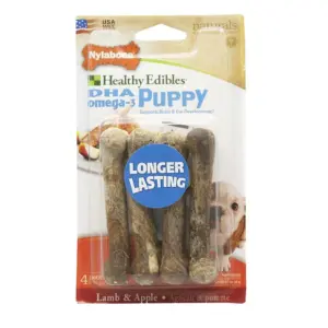 Nylabone Healthy Edibles Puppy Lamb and Apple Petite 4 Treat Bones | 4 Count