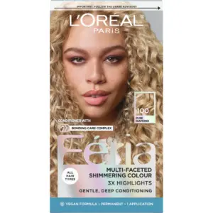 L'Oreal Paris Feria Shimmering Permanent Hair Color | 100 Pure Diamond (Very Light Blonde) | 1 kit | 100 Pure Diamond
