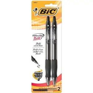BIC Velocity Bold Retractable Ball Pen Bold Point (1.6mm) Black 2-Count (Premium Edition)