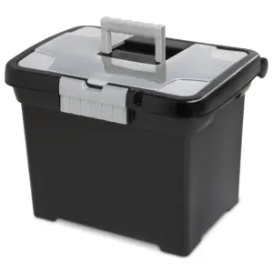 Sterilite Plastic Storage Bin/ Portable File Box | 15 L x 10 7/8 W x 11 1/2 H | Black