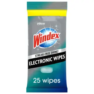 Windex Electronics Wipes | Pre-Moistened | Provides Streak-Free Shine | 25 Count | Single