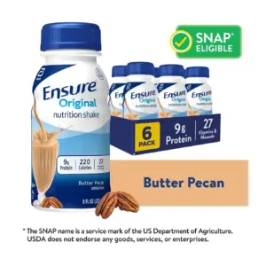 Ensure Original Batido Nutricional 9 G de Proteina | Nuez y Mantequilla | 8 fl Ounce | Paquete de 6 | Butter Pecan