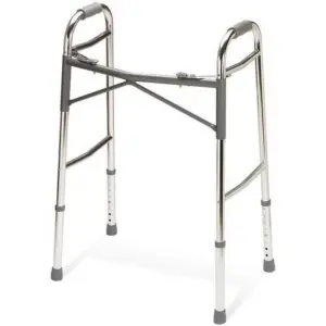Medline Adult Heavy-Duty Two-Button Folding Walker (Premium Edition)
