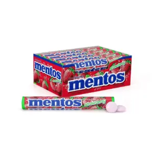Mentos Chewy Mint Candy Roll | Strawberry | Peanut & Tree Nut Free | 1.32 Ounce | 15 Count