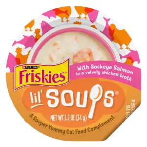 Purina Friskies Grain Free Lickable Cat Food Toppers Lil’ Soups With Sockeye Salmon Inch Chicken Broth | 1