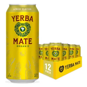 Guayak Yerba Mate | Organic Energy Drink Alternative | Lemon Elation | 150mg Natural Plant Based Caffeine | Better for You Energy and Focus | No Jitters or Crash | 15.5 Ounce