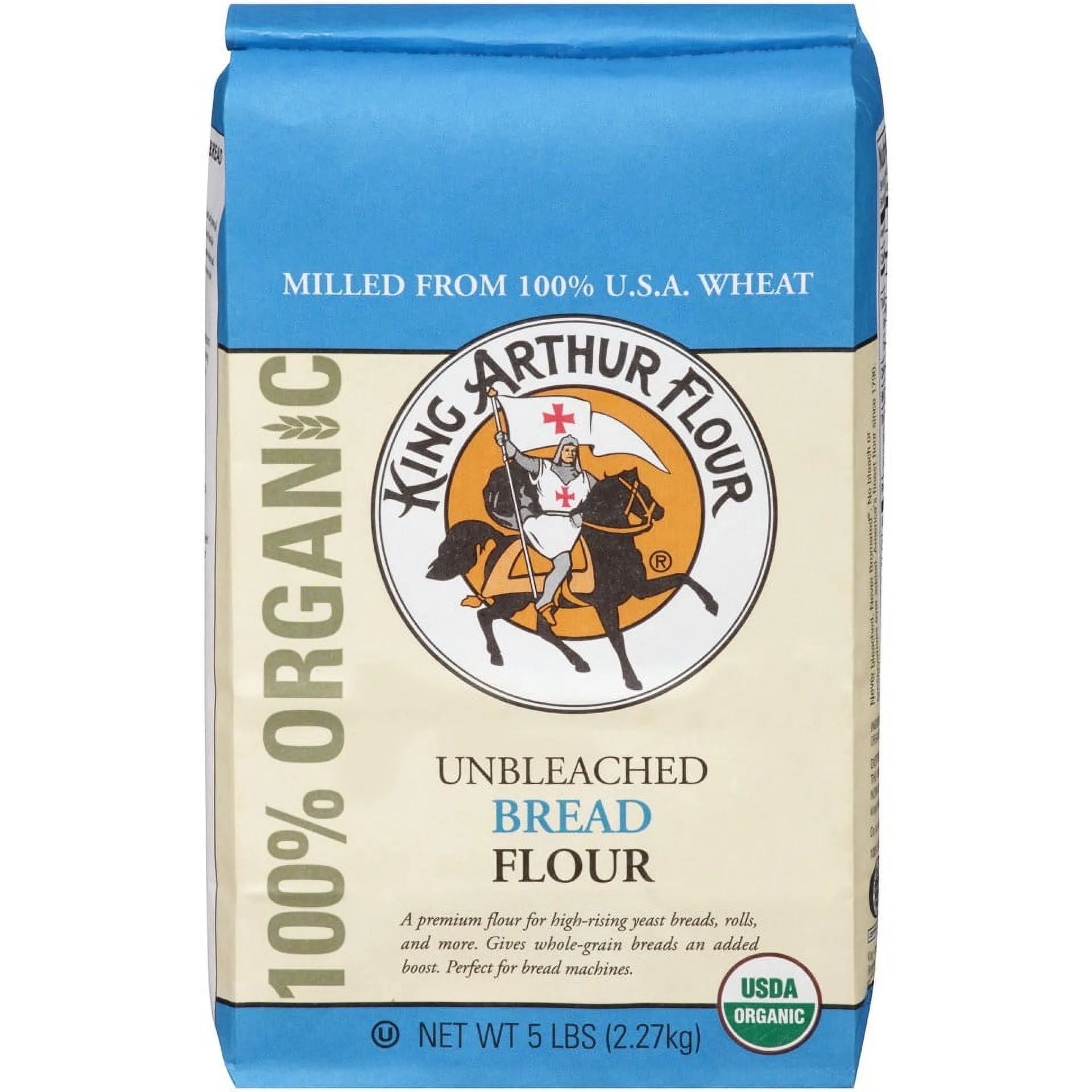 King Arthur Flour 100% Organic Unbleached Bread Flour 5 lb. Bag (Premium Edition)