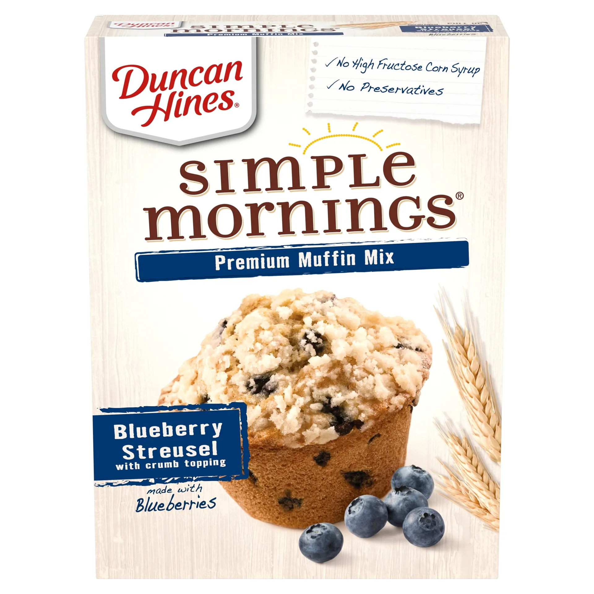 Duncan Hines Simple Mornings Blueberry Streusel Premium Muffin Mix | 20.5 Ounce. | Single