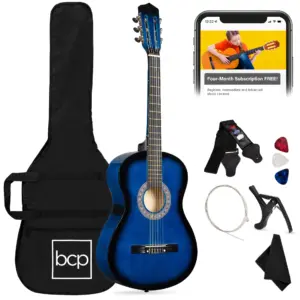 Best Choice Products 38in Beginner Acoustic Guitar Starter Kit w/ Gig Bag | Strap | Extra Strings | Blue