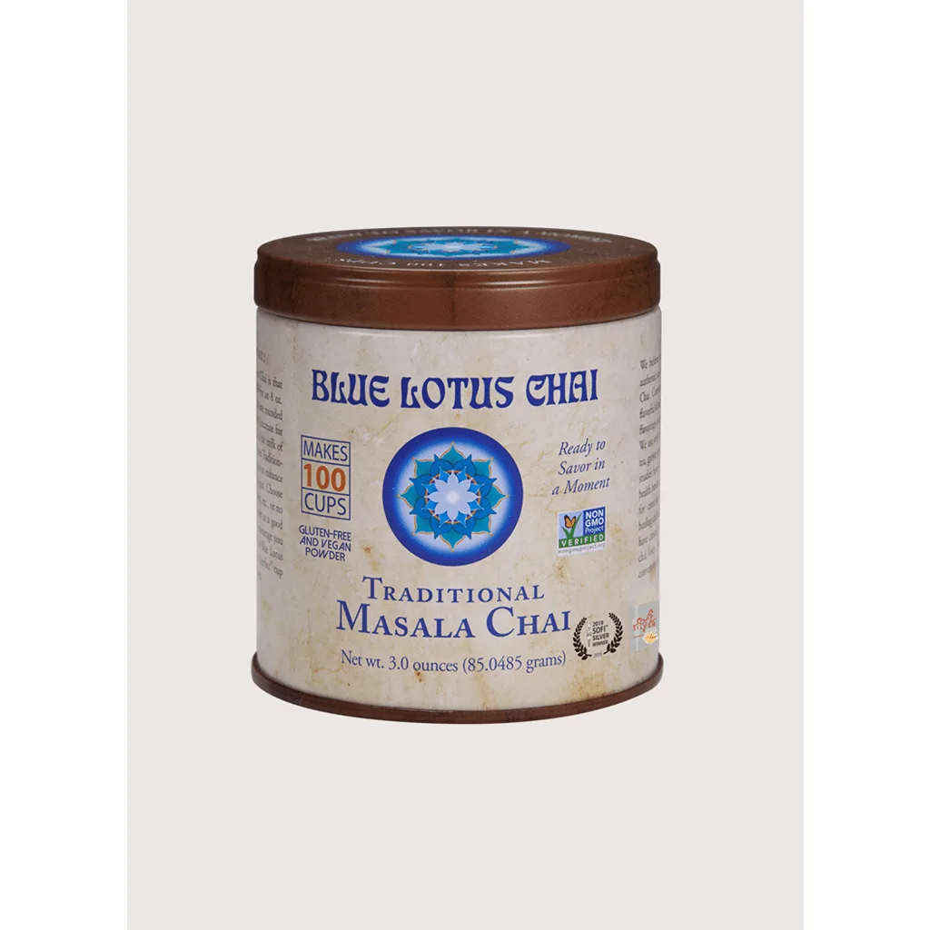 (Pack of 6) | Blue Lotus Chai Traditional Masala | 3 Ounce