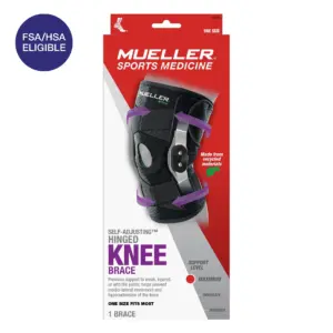 Mueller Green Adjustable Hinged Knee Brace | Black | Fits Left or Right | One Size Fits Most