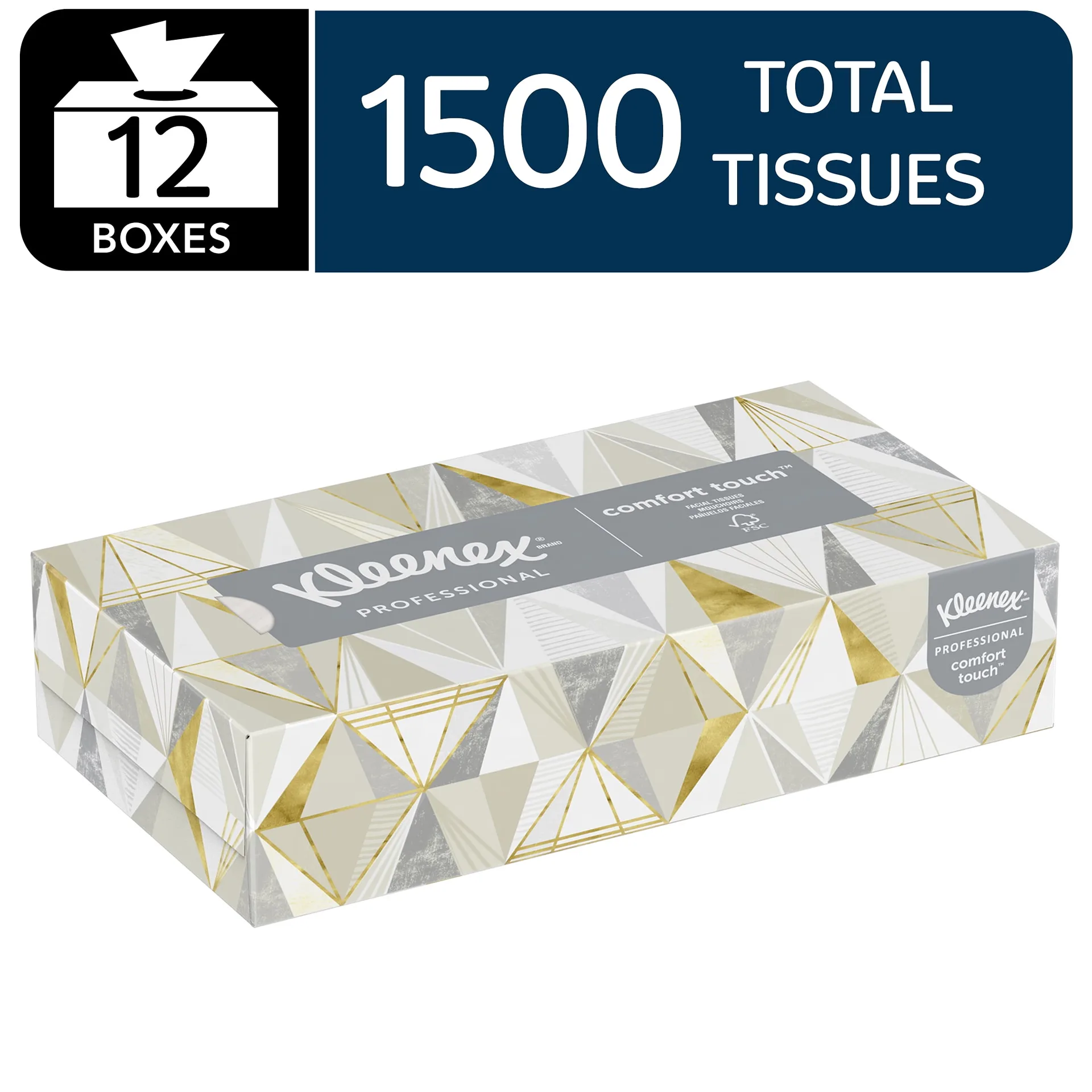 Kleenex Professional Facial Tissue | Bulk (03076) | 2-Ply | White | Flat Boxed Format | Designed for Business | Convenience Size (125 Tissues/Box | 12 Boxes | 1,500 Sheets/Case)