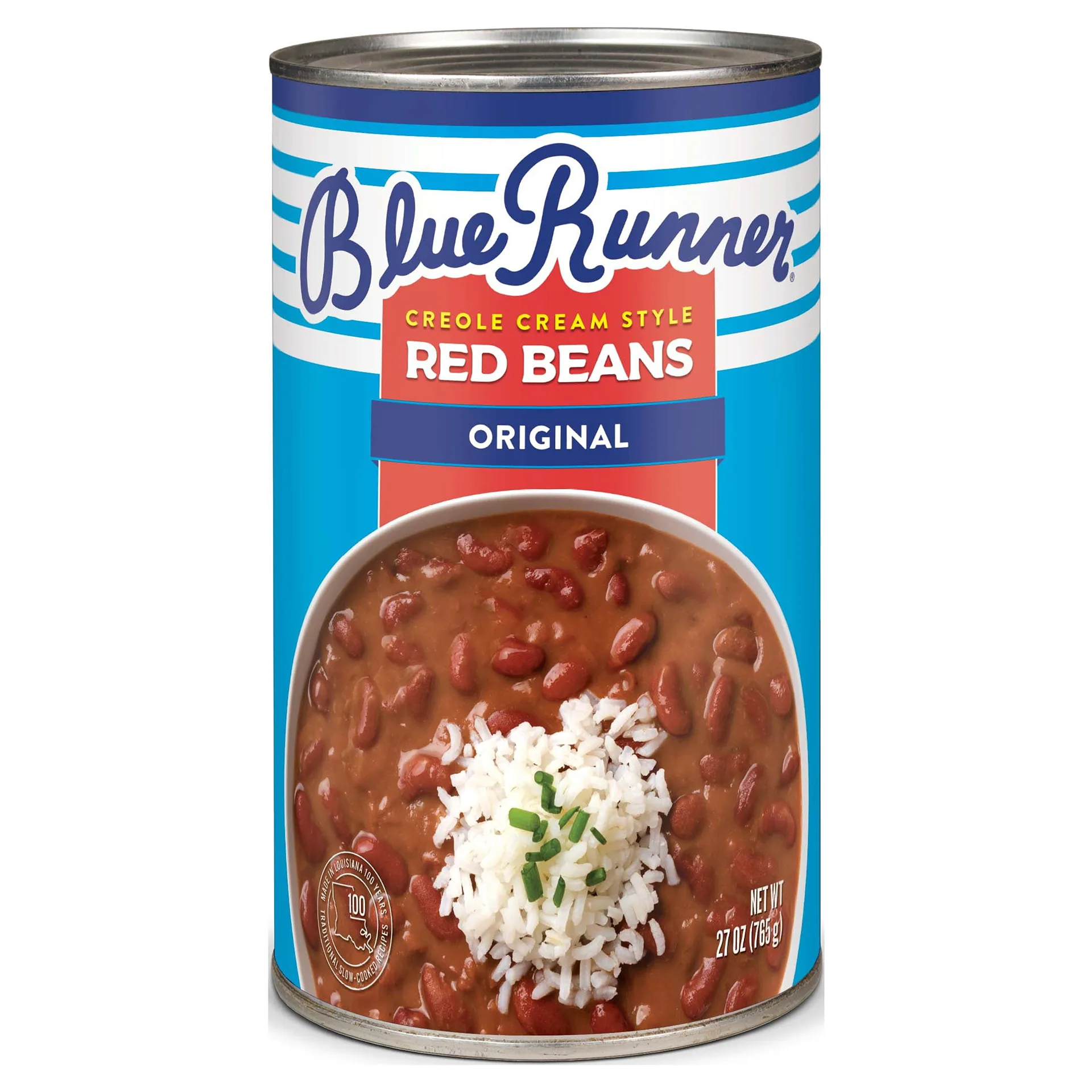 Blue Runner Creole Cream Style Red Beans | 27 Ounce Can | Heat & Serve | Single