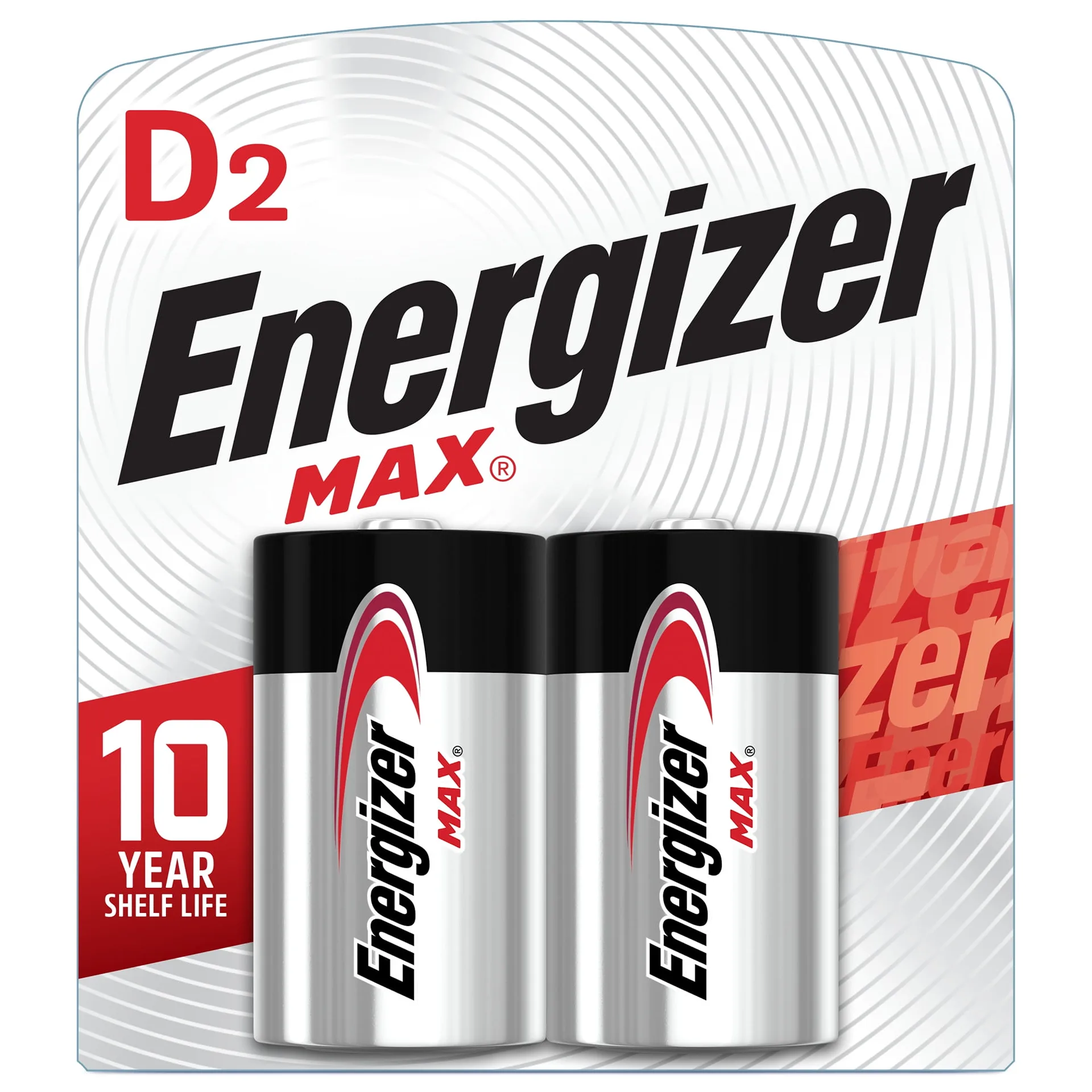 Energizer MAX D Batteries (2 Pack) | D Cell Alkaline Batteries