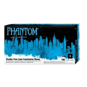 Adenna Phantom 6 mil Latex Powder Free Exam Gloves (Black | Small) Box of 100
