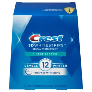 Crest 3D Whitestrips 1 Hour Express Dental Whitening Kit Levels 12 Whiter -20 Strips: 10 Treatments | 10 ct