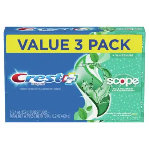 Crest + Scope Complete Whitening Toothpaste | Minty Fresh | 5.4 Ounce | Pack of 3