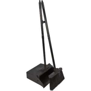 Carlisle FoodService Products Duo-Pan Dust Pan Upright Pan for Floor Cleaning | Restaurants | Office | & Janitorial Use | Plastic | 36 Inches | Black