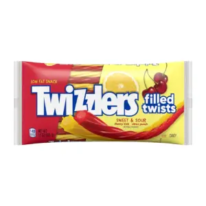 TWIZZLERS Filled Twists Sweet and Sour Flavored Licorice Style | Chewy Candy Bag | 11 Ounce