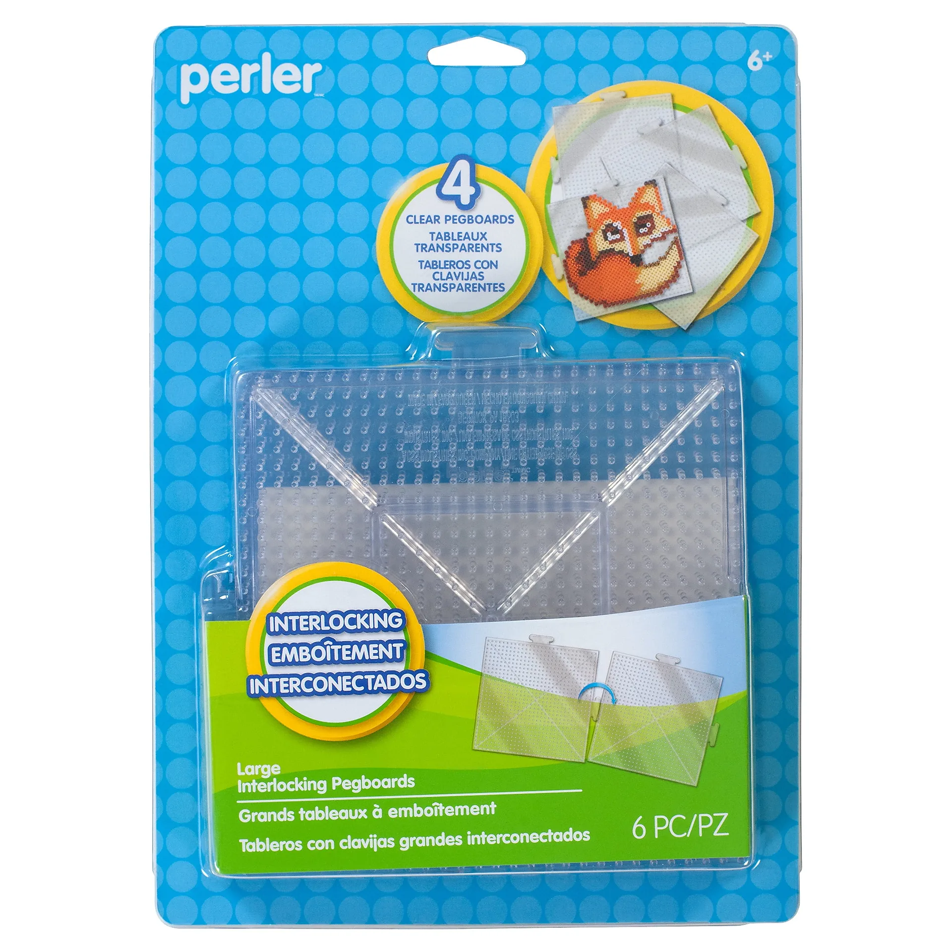 Perler Large Clear Square Pegboards for Fuse Bead Projects 4 Piece (Premium Edition)