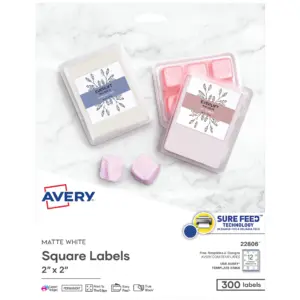 Avery Printable Square Labels | 2 x 2 | White | 300ct (22806) | Single | 300