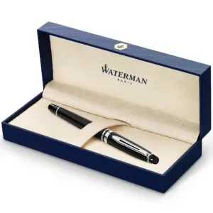 Waterman Hmisphre Ballpoint Pen | Matt Black with palladium trim | Medium Tip | Blue Ink | Gift Box (Premium Edition)