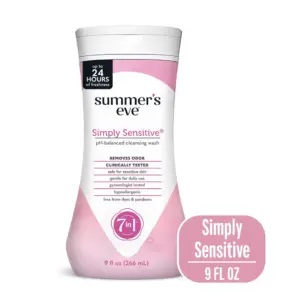 Summers Eve Simply Sensitive Daily Feminine Wash | Removes Odor | pH Balanced | 9 fl Ounce
