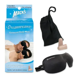 Mack's Dreamweaver Contoured Sleep Mask | Comfortable | Adjustable | Dual Strap Eye Mask with Macks Ultra Soft Foam Earplugs