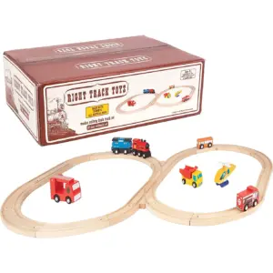 Wooden Train Track 52 Piece Set | 18 Feet Of Track Expansion & 5 Distinct Pieces | 100% Compatible with All Major Brands Including Thomas Wooden Railway System | by Right Track Toys | Single