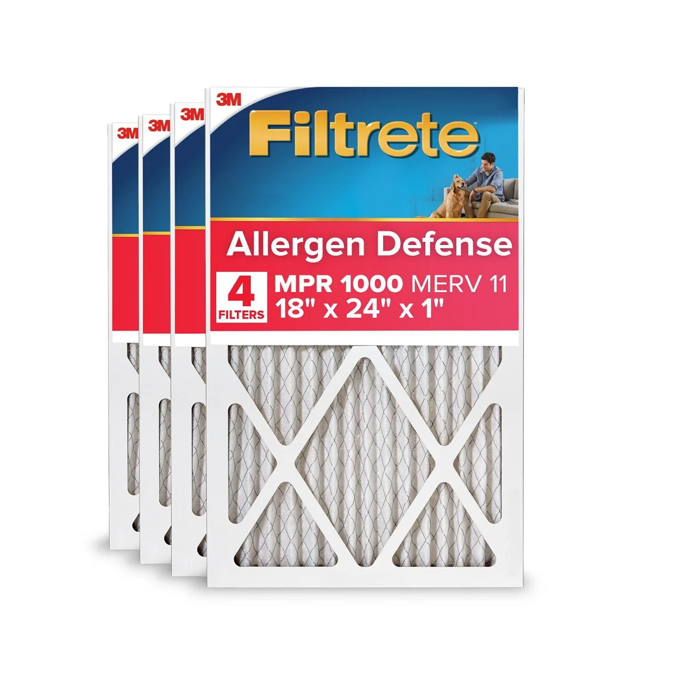 Filtrete 18x24x1 HVAC Furnace Air Filter | MPR 1000 MERV 11 | Allergen Defense | 4 Pack