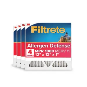 Filtrete 12x12x1 HVAC Furnace Air Filter | MPR 1000 MERV 11 | Allergen Defense | 4 Pack