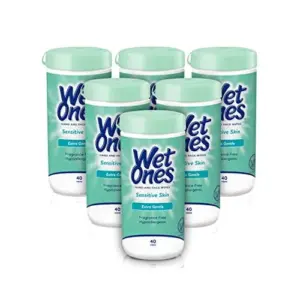 Wet Ones Hand & Face Wipes,Sensitive Skin Wipes | Unscented Wipes | Hand & Face Wipes Sensitive Skin | Wet Ones Sensitive Skin Wipes | 40 ct. Canister (6 pack)