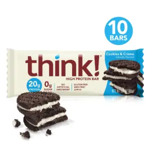 think! High Protein Bars | Cookies & Crme | 2.1 Ounce Bar | 10 Count