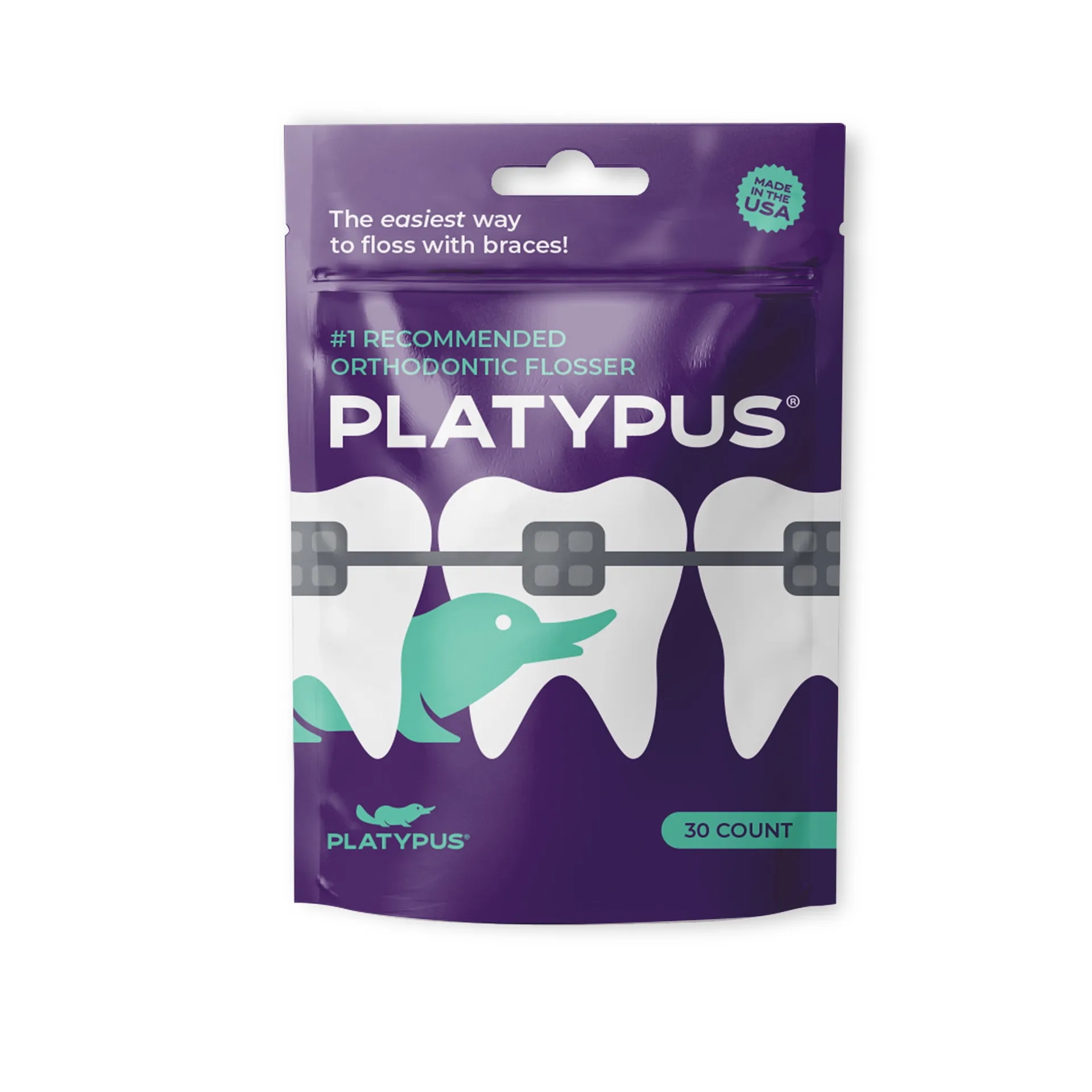 Platypus Orthodontic Flossers | Dental Floss Picks | 30 Count
