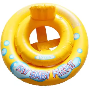 Intex 26.5 My Baby Pool Float 2 Air Chambers | Back Rest | Yellow | Limit 33 lb Ages 1-2 | Single
