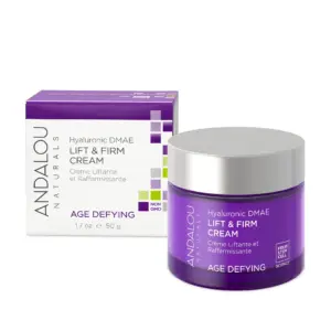 Andalou Naturals AGE DEFYING Hyaluronic DMAE Lift and Firm Face Cream | 1.7oz For Fine Lines and Wrinkles