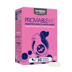 Nutramax Proviable Digestive Health Supplement DC Capsules for Cats & Dogs | 30 Count