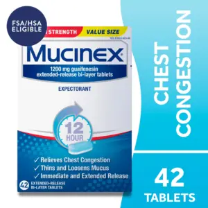 Mucinex 12 Hour Max Strength Expectorant | OTC Medicine for Excess Mucus Relief | FSA/HSA | 42 Tablets