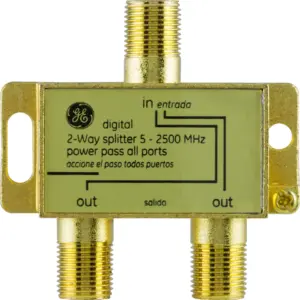 GE Pro Digital 2-Way Coaxial Splitter | Corrosion Resistant | Gold | 33526