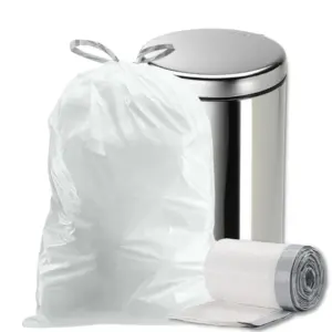 Plasticplace 8 Gallon White Drawstring Trash Bags | 0.7 Mil | 22 x 22 | garbage Liners | 200 Count
