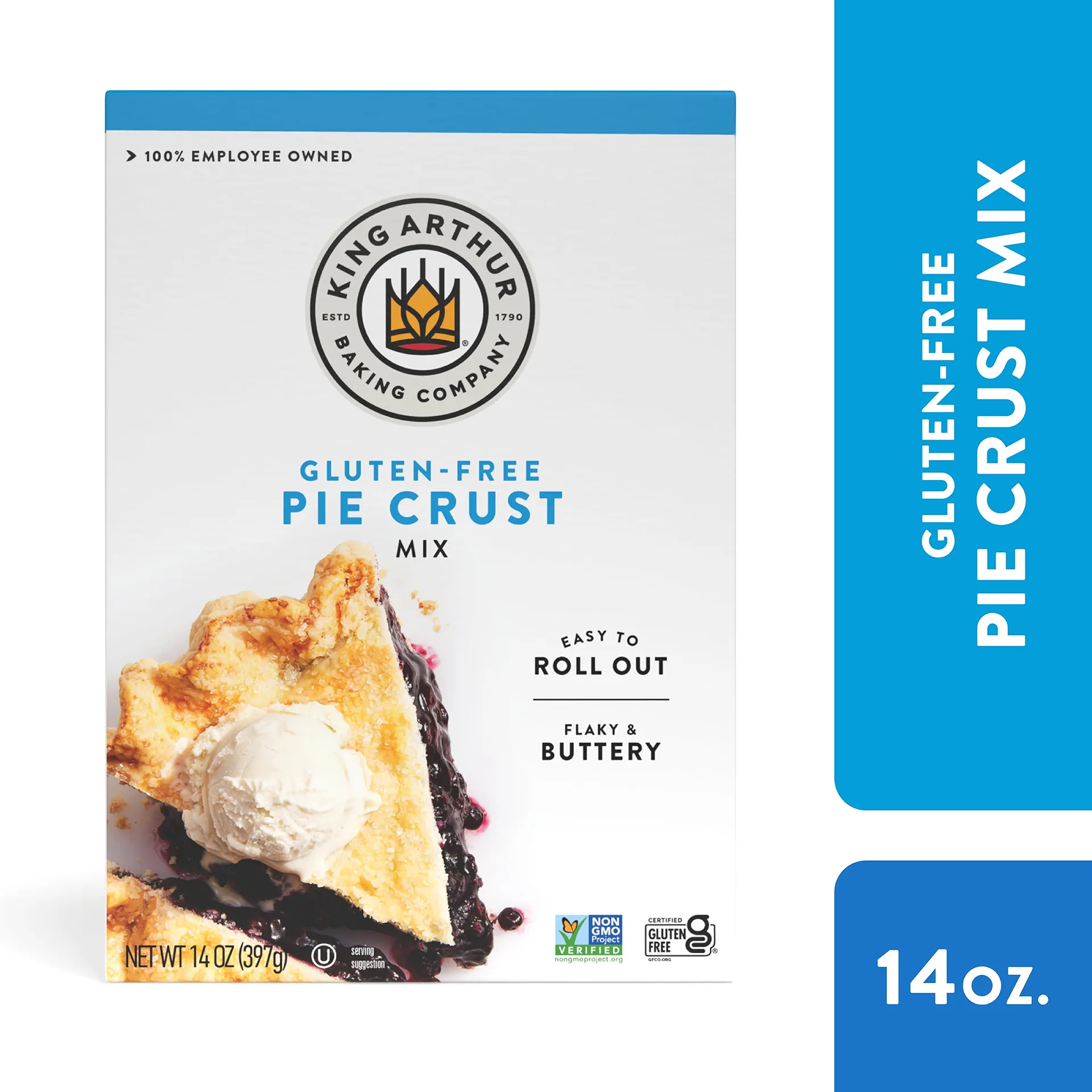 King Arthur Baking Company | Non-GMO Project Verified | Certified Gluten-Free Pie Crust Mix | 14 Ounce Box | Single