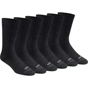 Dickies Men's 6 pairs Dri-Tech Max Cushion Crew Socks | Sizes 6-12 | Solid Black