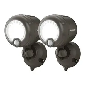 Mr Beams MB360XT Wireless Battery-Operated Outdoor Motion-Sensor-Activated 200 Lumen LED Spotlight Brown 2-Pack (Premium Edition)
