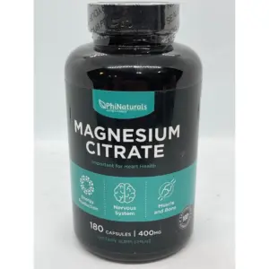 Magnesium Citrate 400mg Supplement 180 Capsules by Phi Naturals (Premium Edition)
