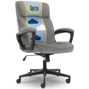 Serta Hannah Microfiber High Back Executive Office Chair with Arms | 250 lb. Capacity | Gray