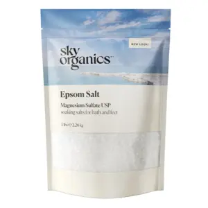 Sky Organics | Epsom Salt Bath Soak | Magnesium Sulfate | Medium-Grain Bath Salts | Body and Foot Soak | Bubble Bath Accessories | Self Care | Bath Products | Vegan | Unscented | All Skin Types | 5 lbs