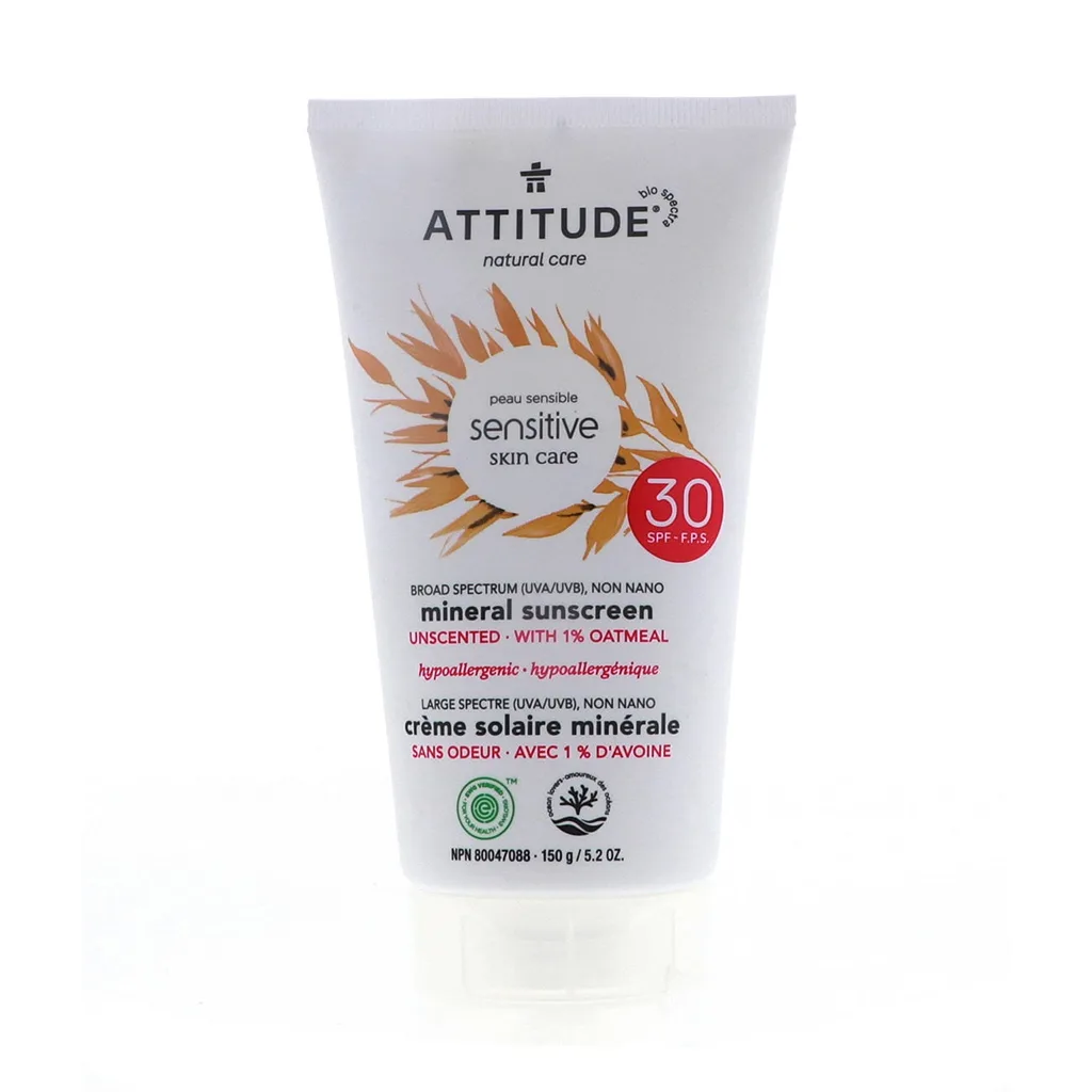 Attitude Sensitive Skin | Hypoallergenic Mineral Sunscreen | SPF 30 | Fragrance Free | 5.2 Ounce