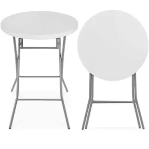 Best Choice Products 32in Bar Height Folding Table | Indoor Outdoor Accessory w/ Thick Table Top | 330lb Capacity | White