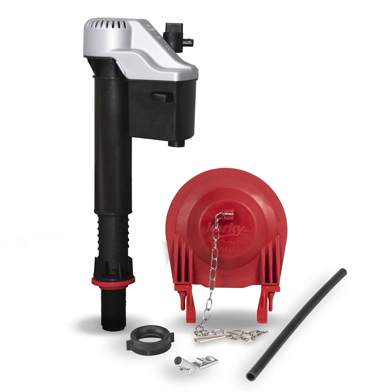 Korky QuietFILL Platinum Toilet Fill Valve and Large 3 Toilet Flapper Kit | Long Lasting Rubber | 830MP | Single