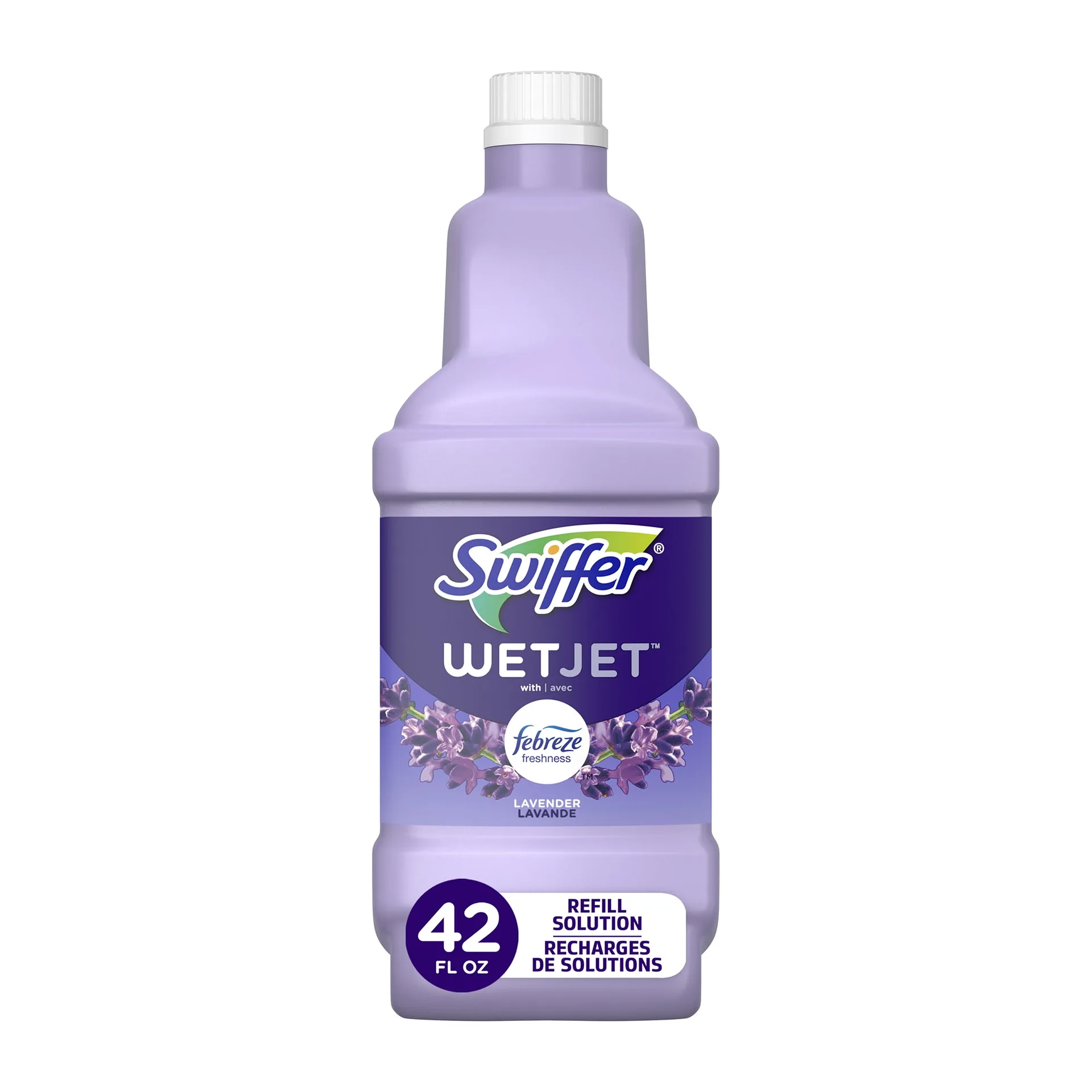 Swiffer Wet Jet Mop Refill Solution | Wood | Laminate | Tile | Floor Cleaner | Lavender | 42.2 fl Ounce | 1